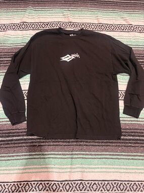 Nais Black Long Sleeve Tee with White Chest Logo